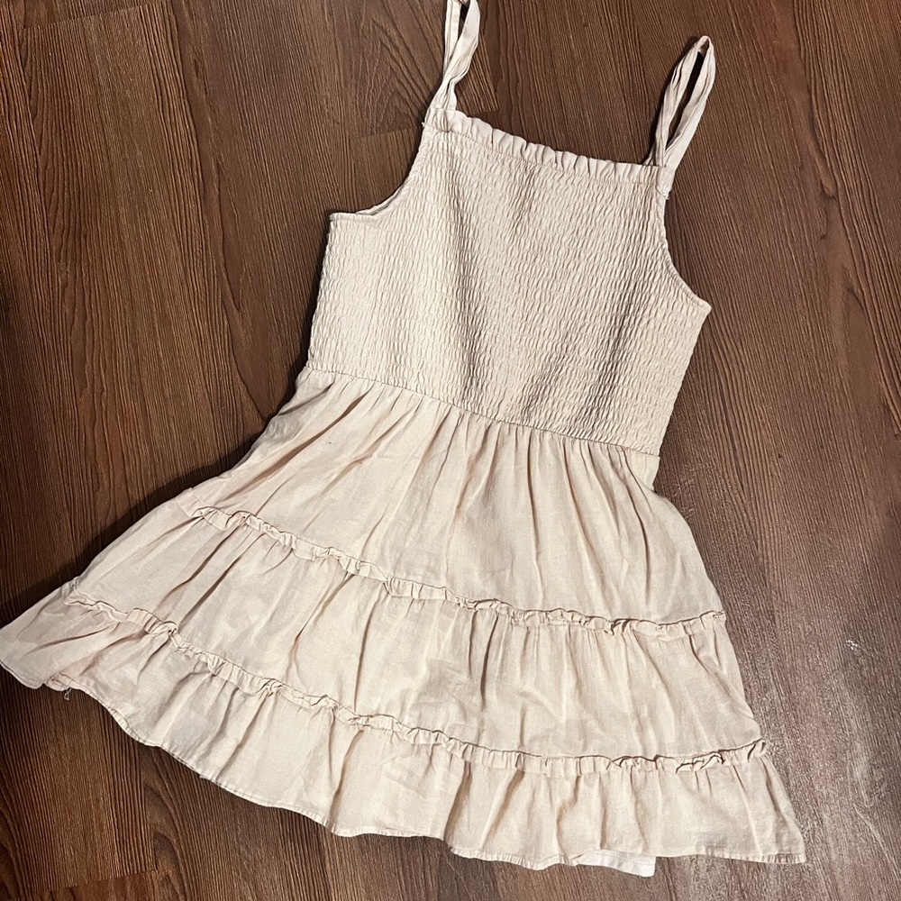 Smocked Tiered Sundress in Light Cream